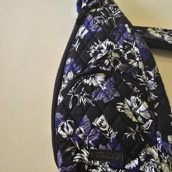 Vera Bradley Quilted Sling Backpack – Black, Purple, Gray & White | Like New - Picture 5 of 8